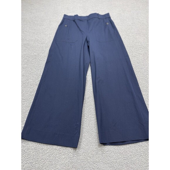 J Crew Women Pants 12 Tall Wide Leg Blue Cotton Blend Secretary Preppy Boho NWT